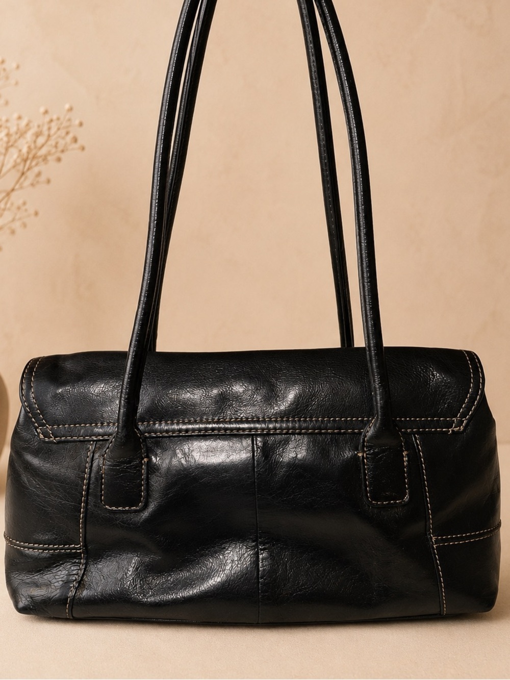 Gianni Bernini Genuine Leather Black Shoulder Bag - Picture 2 of 5